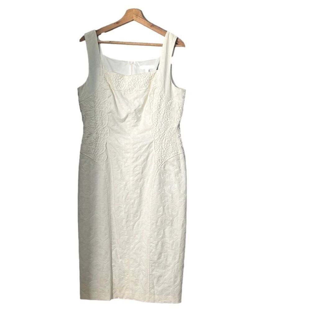 DAVID MEISTER WHITE SHEATH LACE PAISLEY PATTERN DRESS SIZE‎ 12